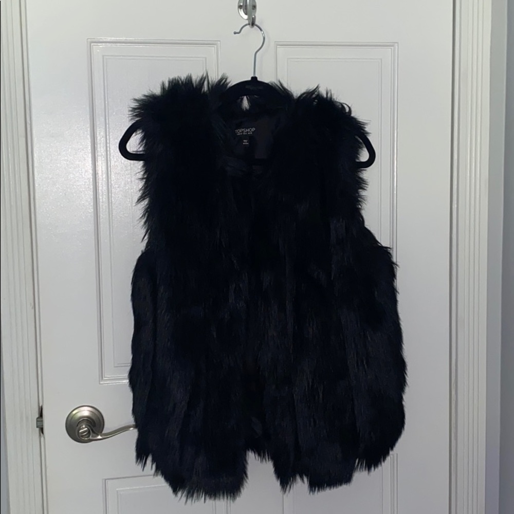 Topshop Faux Fur Vest Black